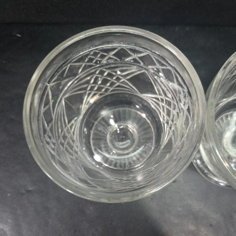 Hazel Atlas Gothic Sherbet Glasses, Set of 2, Peanut Butter Glass Dessert Dishes